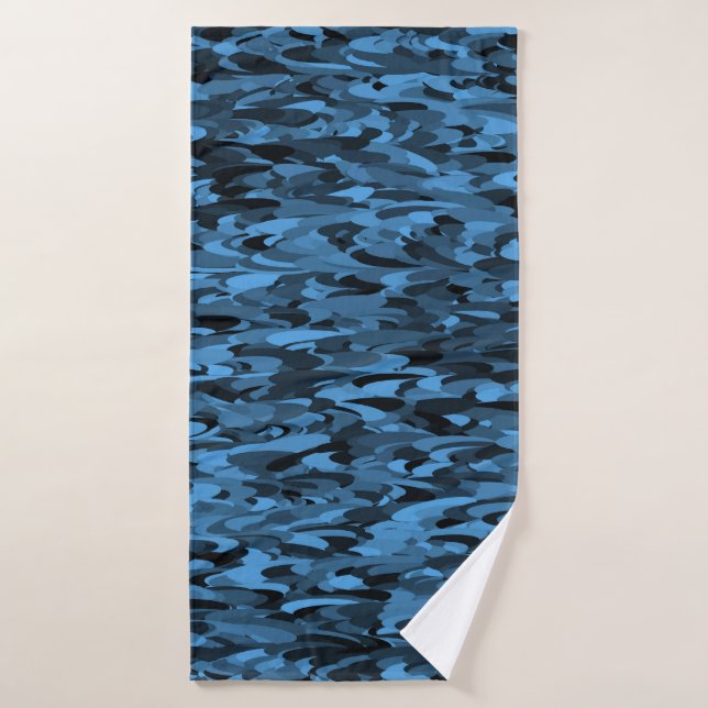 Motif Abstrait Bleu Noir (Serviette de bain)