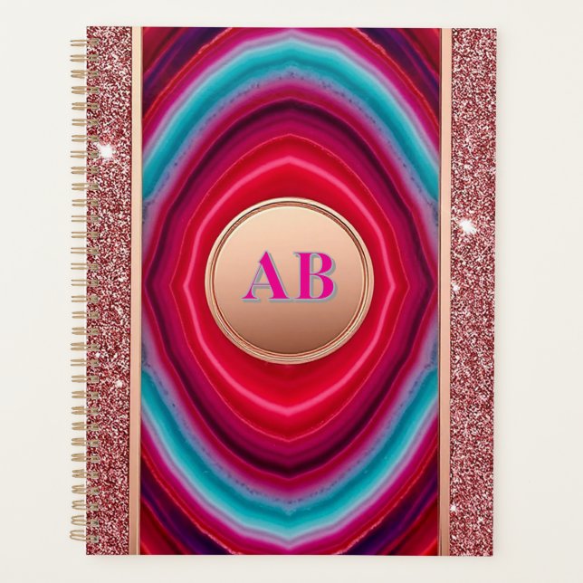 Motif Abstrait d'Agate Vibrant avec Paillettes (Devant)