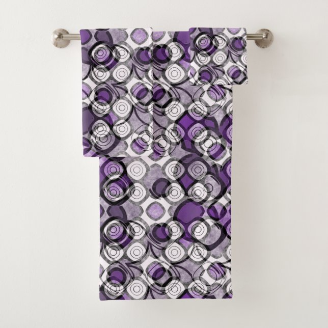 Motif abstrait de cercles violets, gris et noirs (En situation)