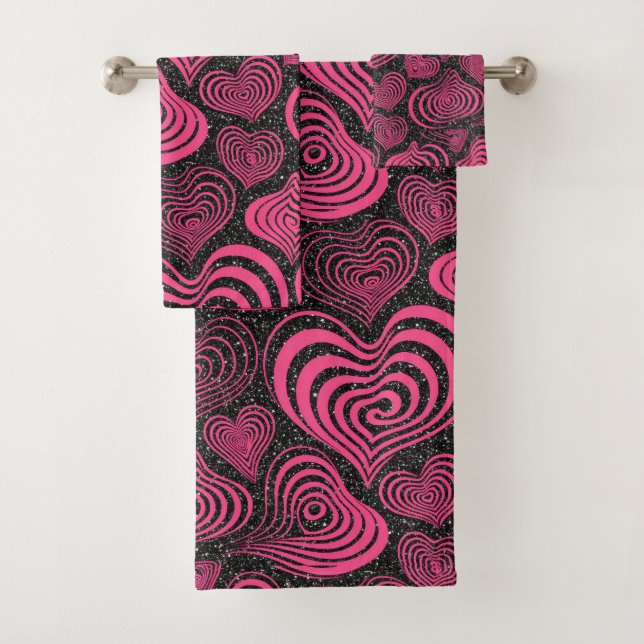 Motif Abstrait de Cœur Glam Rose Noir (En situation)