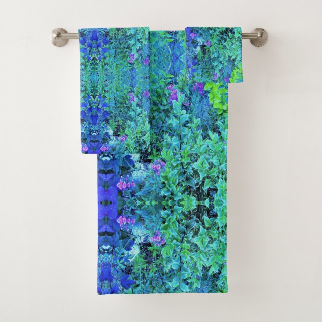 Motif Abstrait de Feuillage Chartreuse et Bleu (En situation)
