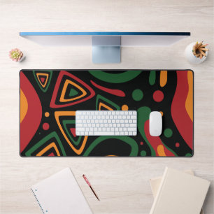 Motif Abstrait de Formes Tribales en Rouge, Or, Ve