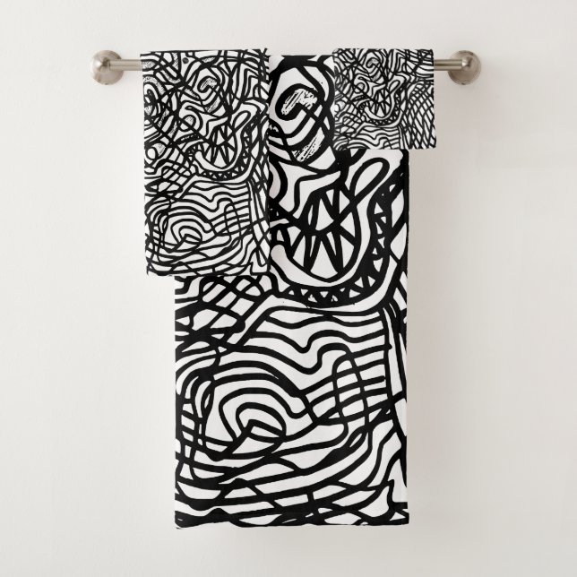 Motif Abstrait de lignes noir et blanc (En situation)