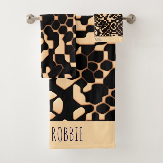 Motif Abstrait de soccer mi-ton noir de biege (En situation)