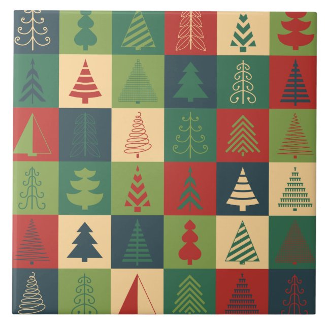 Motif Abstrait des arbres de Noël | Carreaux de cé (Devant)