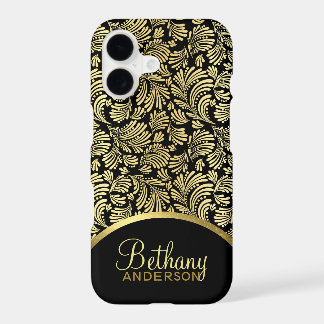 Motif abstrait floral métallisé or faux pour femme