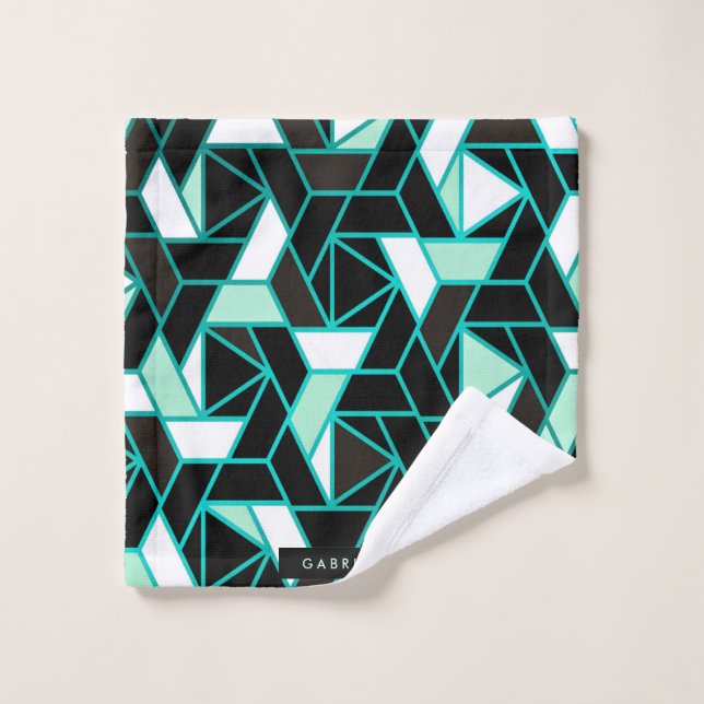 Motif Abstrait géométrique vert (Gant de toilette)