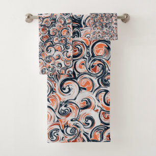 Motif Abstrait moderne noir blanc orange