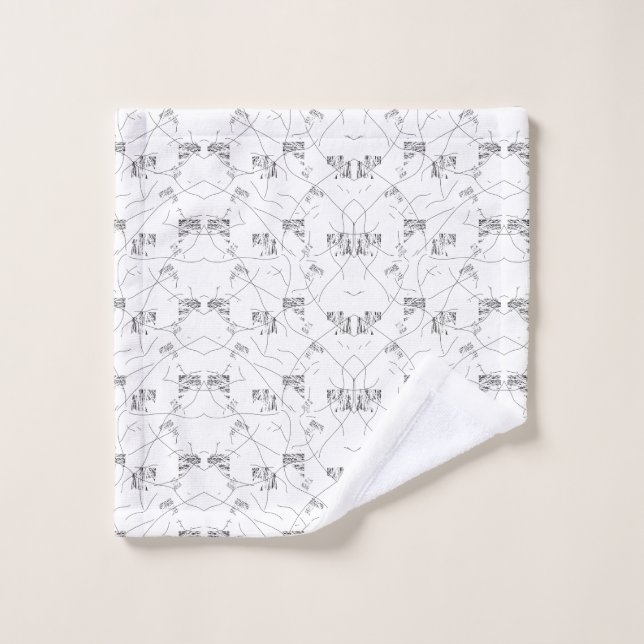 motif Abstrait noir et blanc avec répétition, s (Gant de toilette)