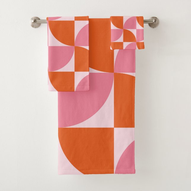 Motif abstrait orange et rose du milieu du siècle  (En situation)