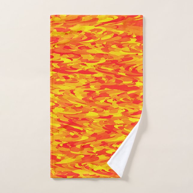 Motif Abstrait Orange Rouge Jaune (Serviette à main)