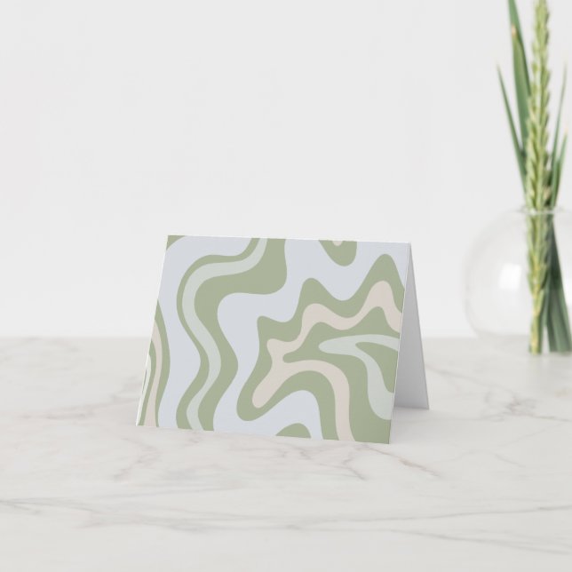 Motif Abstrait Retro Liquid Swirl dans Sage Green (Devant)