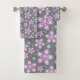 Motif Abstrait Retro rose et turquoise