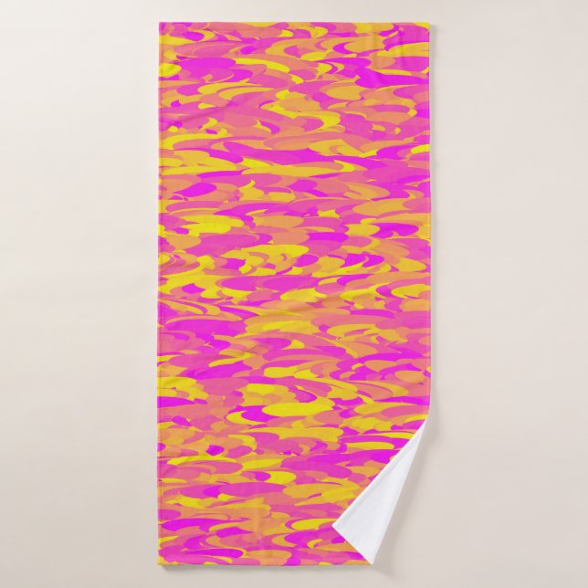 Motif Abstrait rose jaune orange (Serviette de bain)