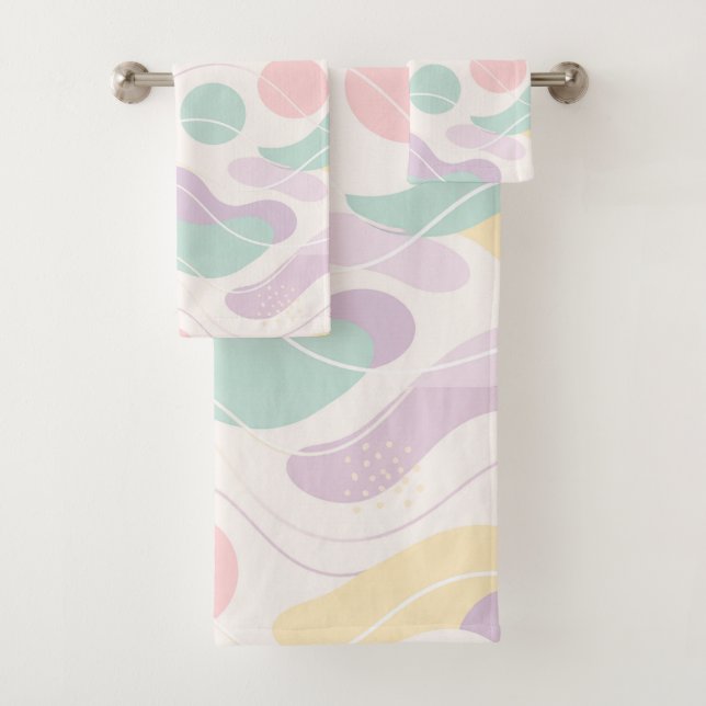 Motif Abstrait Sans Couture Pastel Vagues et Cercl (En situation)