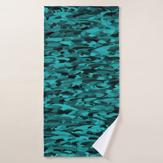 Motif Abstrait Sarcelle Noir (Serviette de bain)