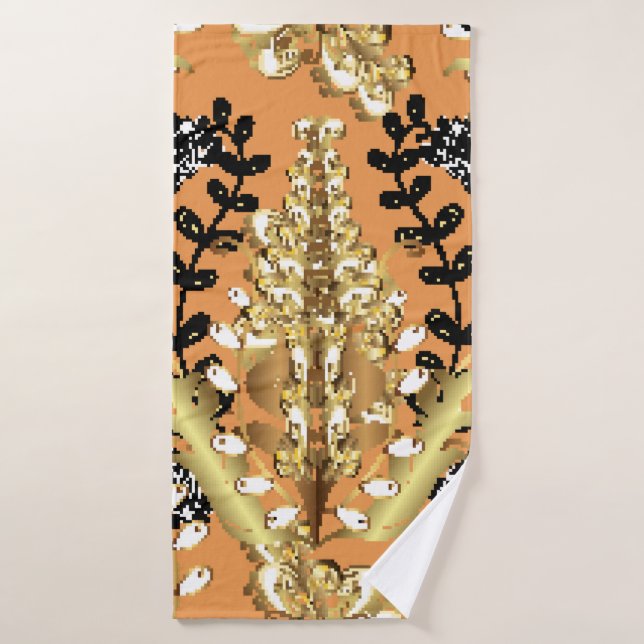 motif abstrait sur arrière - plan jaune orange ave (Serviette de bain)