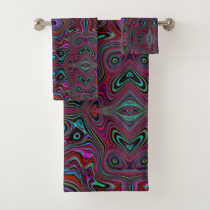 Motif Abstrait Vert Mousse de Mer et Magenta Tripa