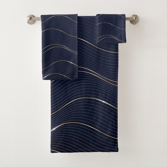 Motif Abstrait Wavy Blue Gold Lines (En situation)