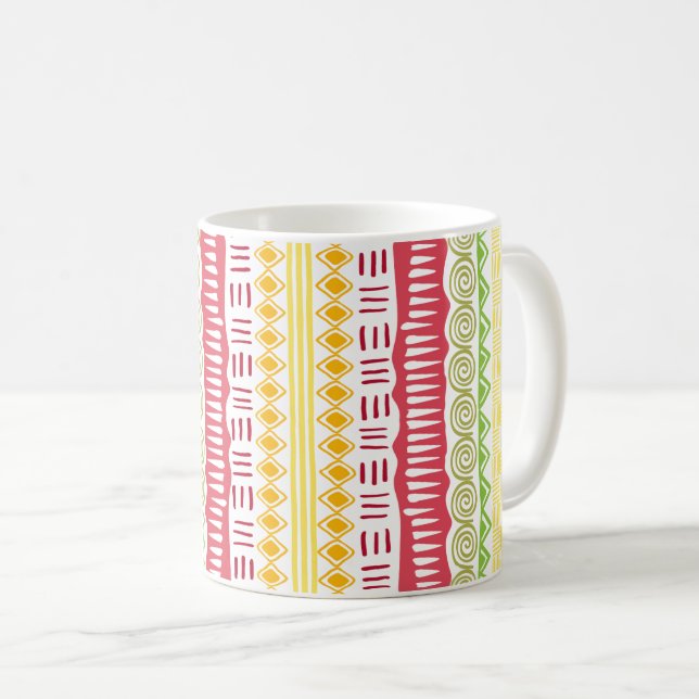 Motif africain Céramique Café Mug Fruit Couleurs (Devant droit)
