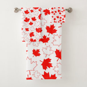 Motif aléatoire blanc blanc rouge Feuille d'érab
