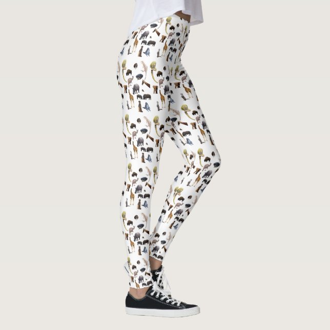 Motif animal sauvage, dames Leggings blancs (Droite)