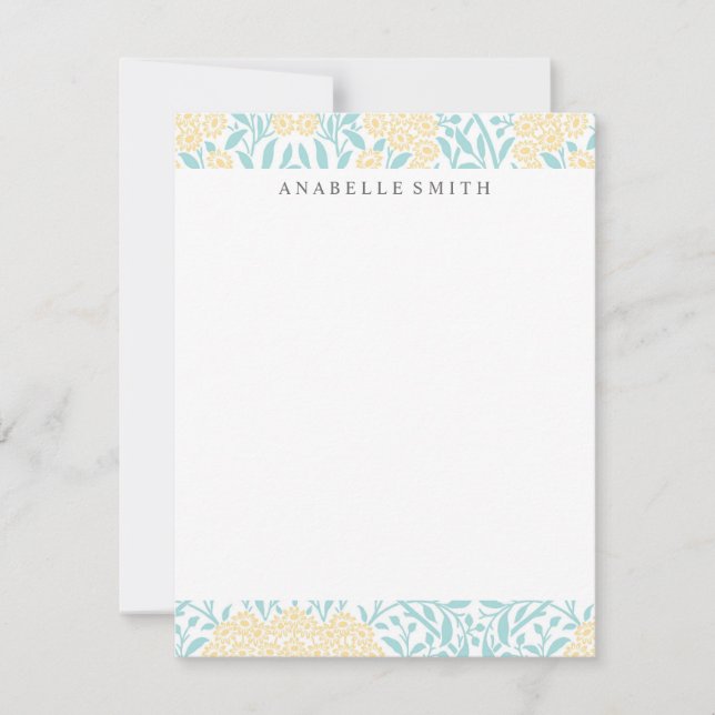 Motif Aqua et Jaune Floral Damask (Devant)