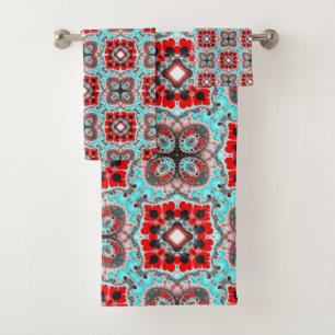 Motif Aqua et Red Tile