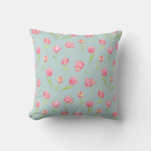Motif aquarelle avec oreiller rond rose délicat