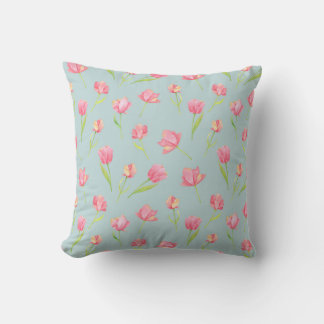 Motif aquarelle avec oreiller rond rose délicat