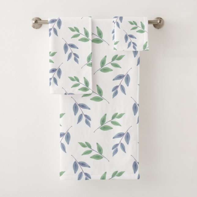 Motif Aquarelle bleu ardoise doux Feuilles (En situation)