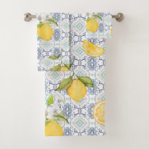 Motif aquarelle de citron sicilien avec ornement b