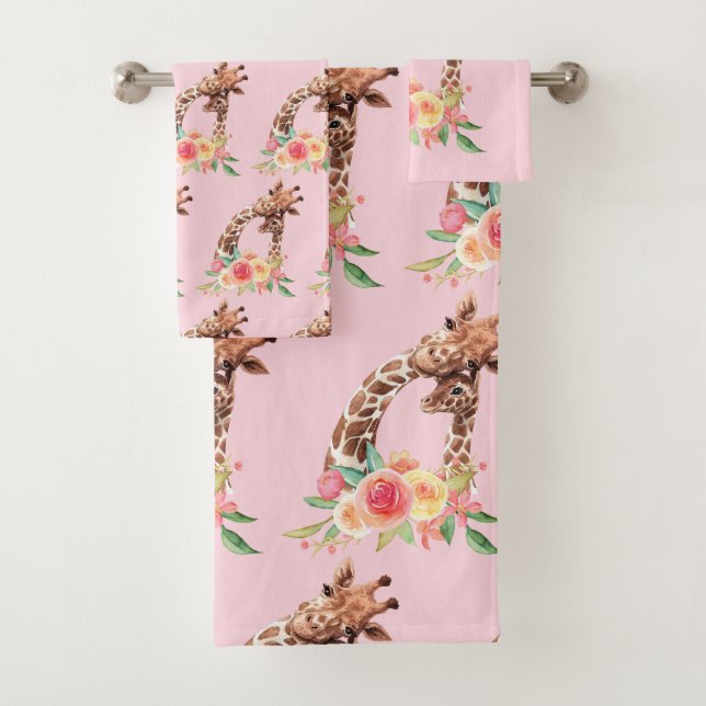 Motif aquarelle de girafe mignon maman et bébé (En situation)