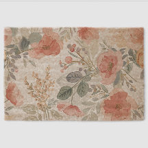 Motif aquarelle floral jardin corail rose
