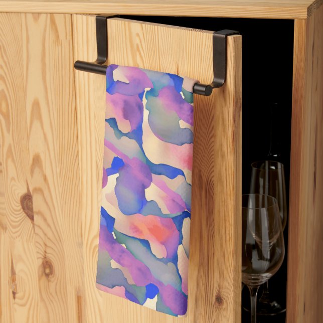 Motif aquarelle multicolore - Torchons de cuisine (Pliage en tiers)