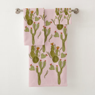 Motif aquarelle rose cactus peint à la main