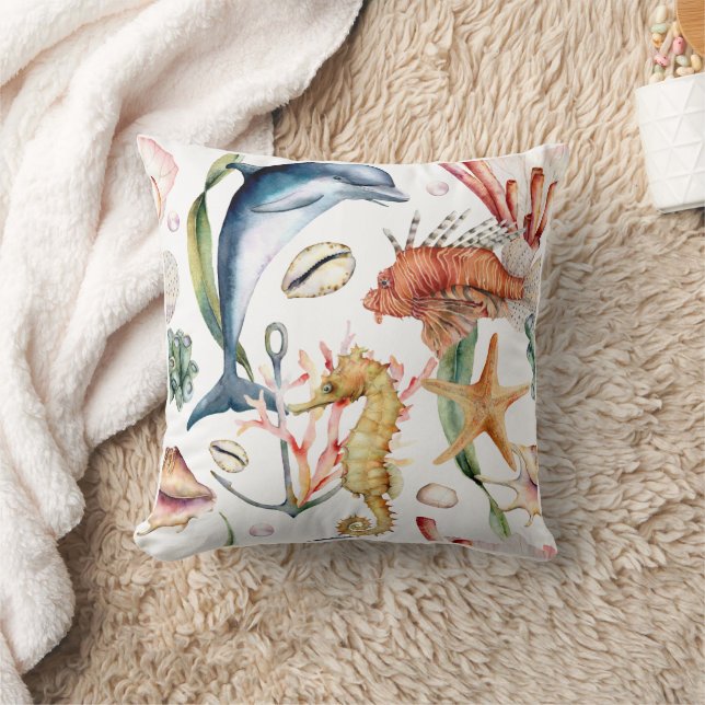 Motif aquatique nautique / Oreiller (Couverture)