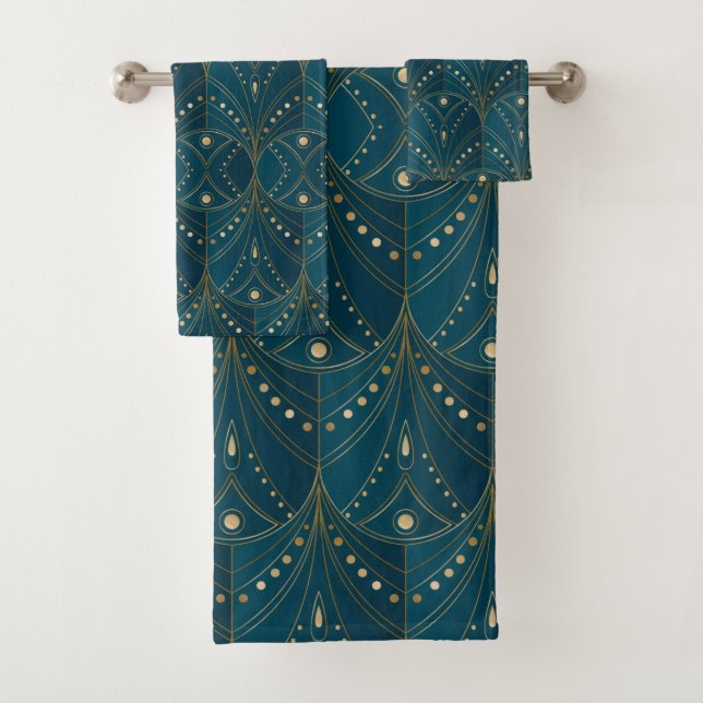 Motif Art Déco avec des formes géométriques dorées (En situation)