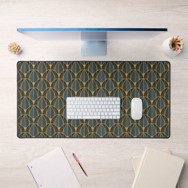 Motif Art Déco avec des formes géométriques dorées (Bureau 1)