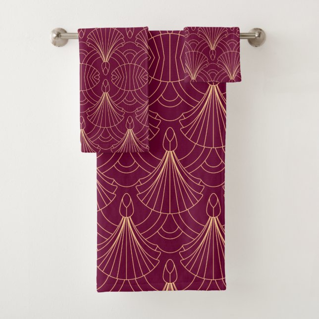 Motif Art Déco avec éventails géométriques dorés (En situation)