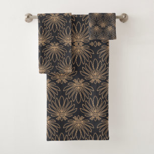 Motif Art Déco avec motifs floraux dorés 