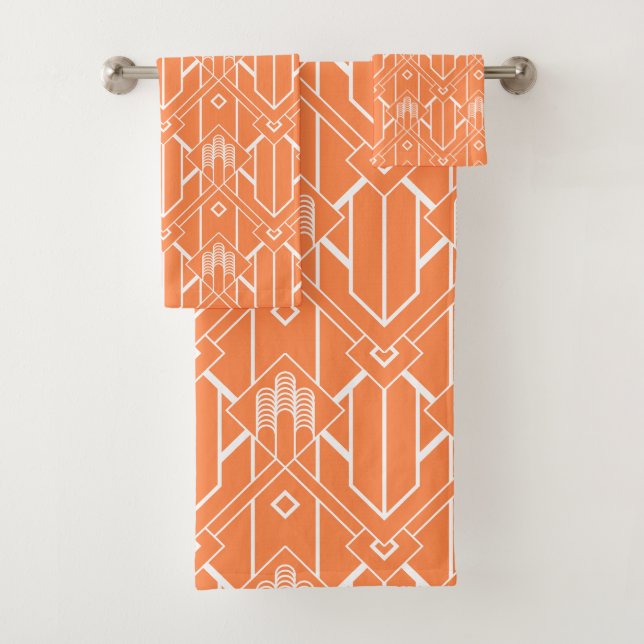 Motif Art déco blanc 3 sur arrière - plan orange (En situation)
