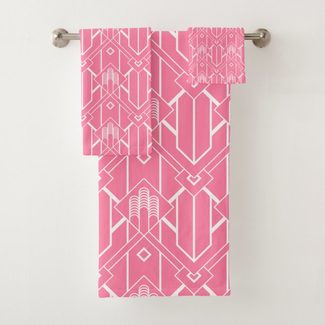 Motif Art déco blanc 3 sur arrière - plan rose (En situation)