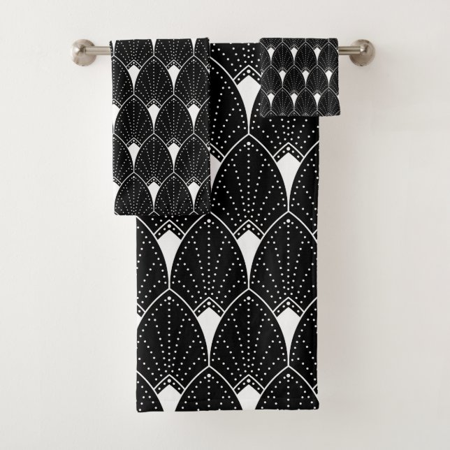 Motif Art déco blanc sur Arrière - plan noir (En situation)