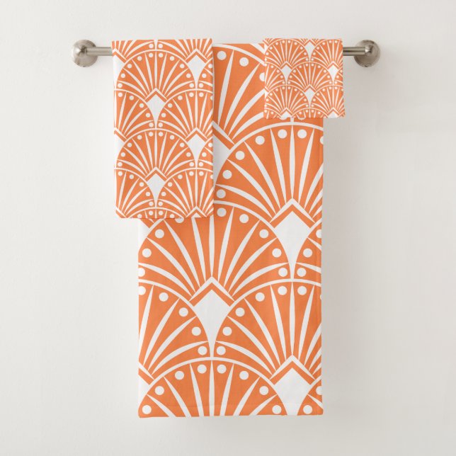 Motif Art déco blanc sur arrière - plan orange (En situation)