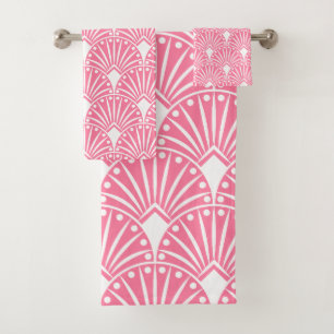 Motif Art déco blanc sur arrière - plan rose
