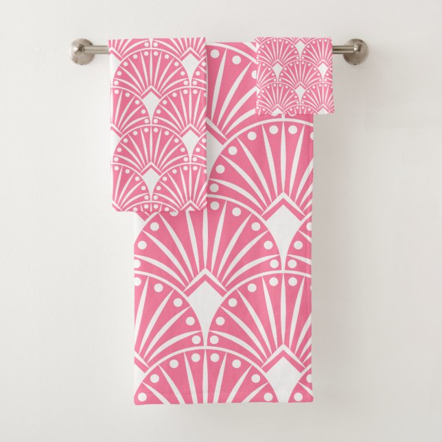 Motif Art déco blanc sur arrière - plan rose (En situation)