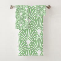 Motif Art déco blanc sur arrière - plan vert clair
