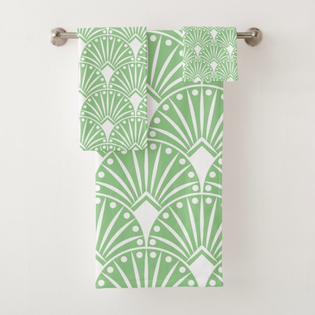 Motif Art déco blanc sur arrière - plan vert clair (En situation)