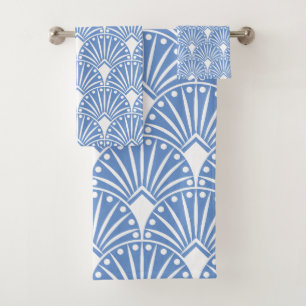 Motif Art déco bleu et blanc en poudre